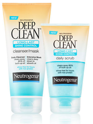 Neutrogena Deep Clean Long-Last Shine Control Daily Scrub and Neutrogena Deep Clean Long-Last Shine Control Cleanser/Mask