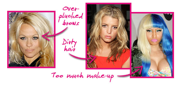 Celeb make-up blunders, Pam Anderson, Jessica Simpson, Nicki Minaj