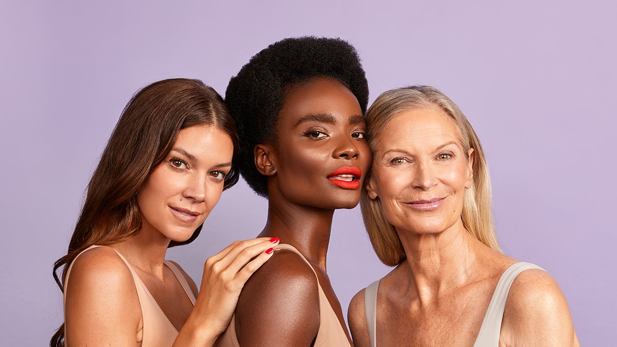 women posing for PRAI Beauty’s hero Ageless Throat & Décolletage Crème 