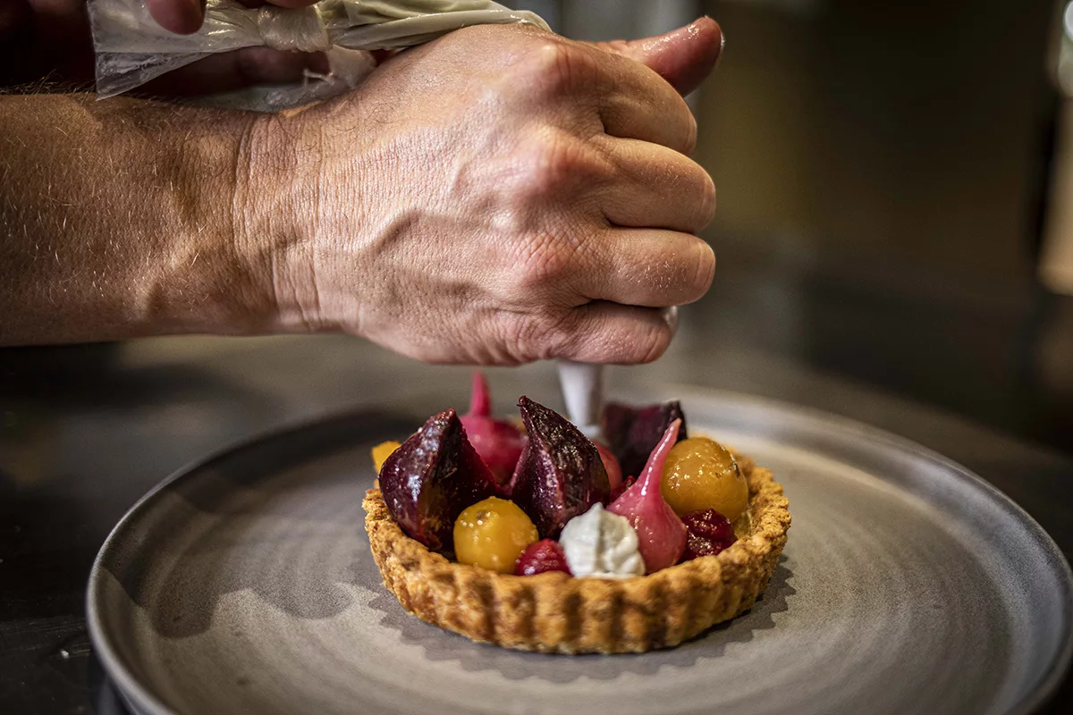 man making dessert at SALT