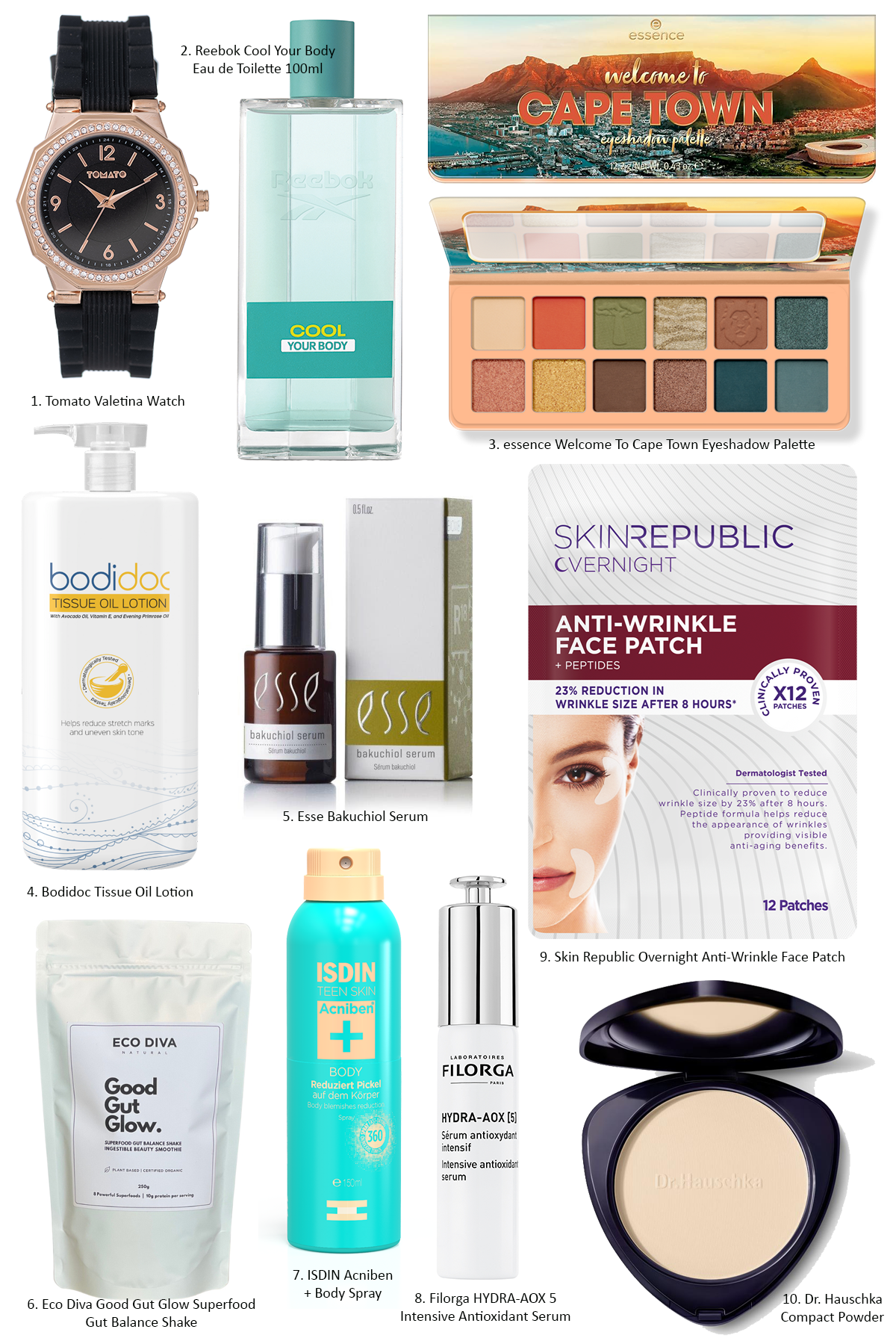 various summer beauty products