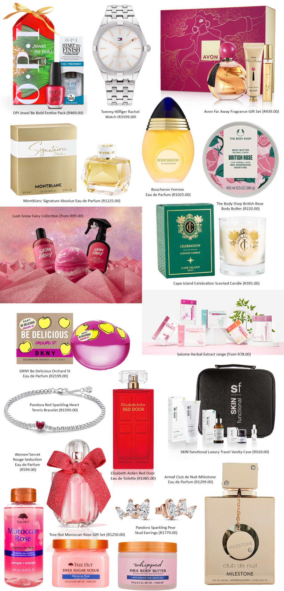 variety of beauty and fragrance products