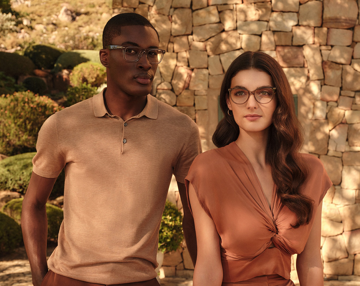 couple posing for de luca eyewear collection