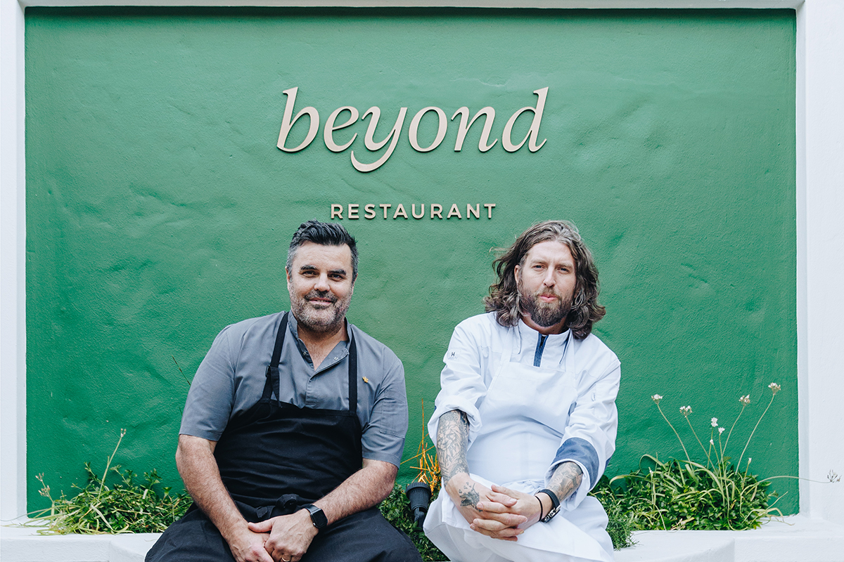 International chefs Jameson Stocks and Peter Tempelhoff deliver an unforgettable evening at beyond Restaurant 1 Jameson stocks and peter tempelhoff outside Beyond restuarant