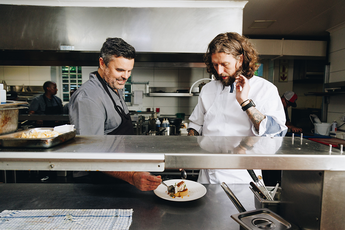 International chefs Jameson Stocks and Peter Tempelhoff deliver an unforgettable evening at beyond Restaurant 2 Jameson stocks and peter tempelhoff in the kitchen