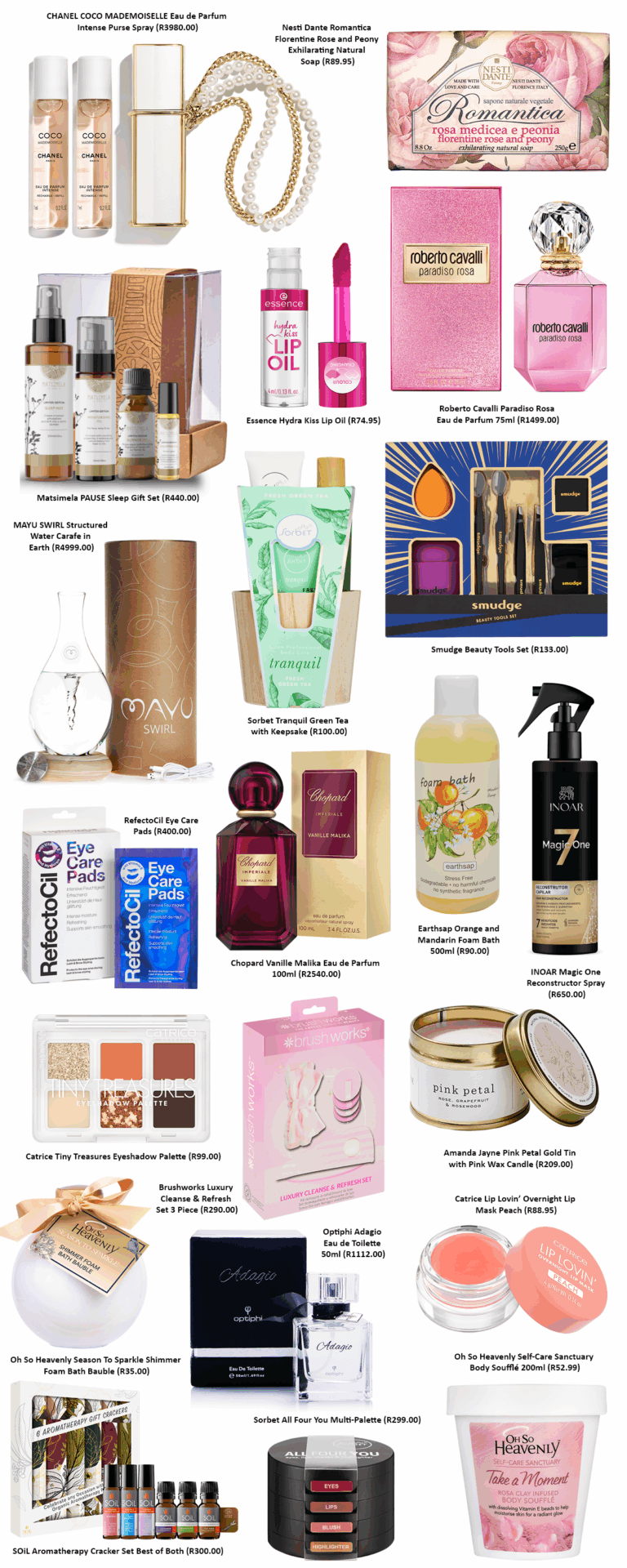 various mother's day beauty products