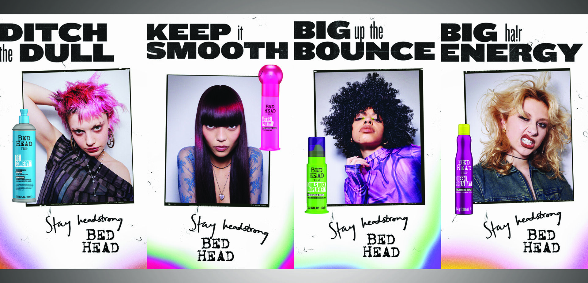 Stay head strong by celebrating individuality and let your creativity rule with Bed Head by Tigi 1 bed head promotional image for hair care products