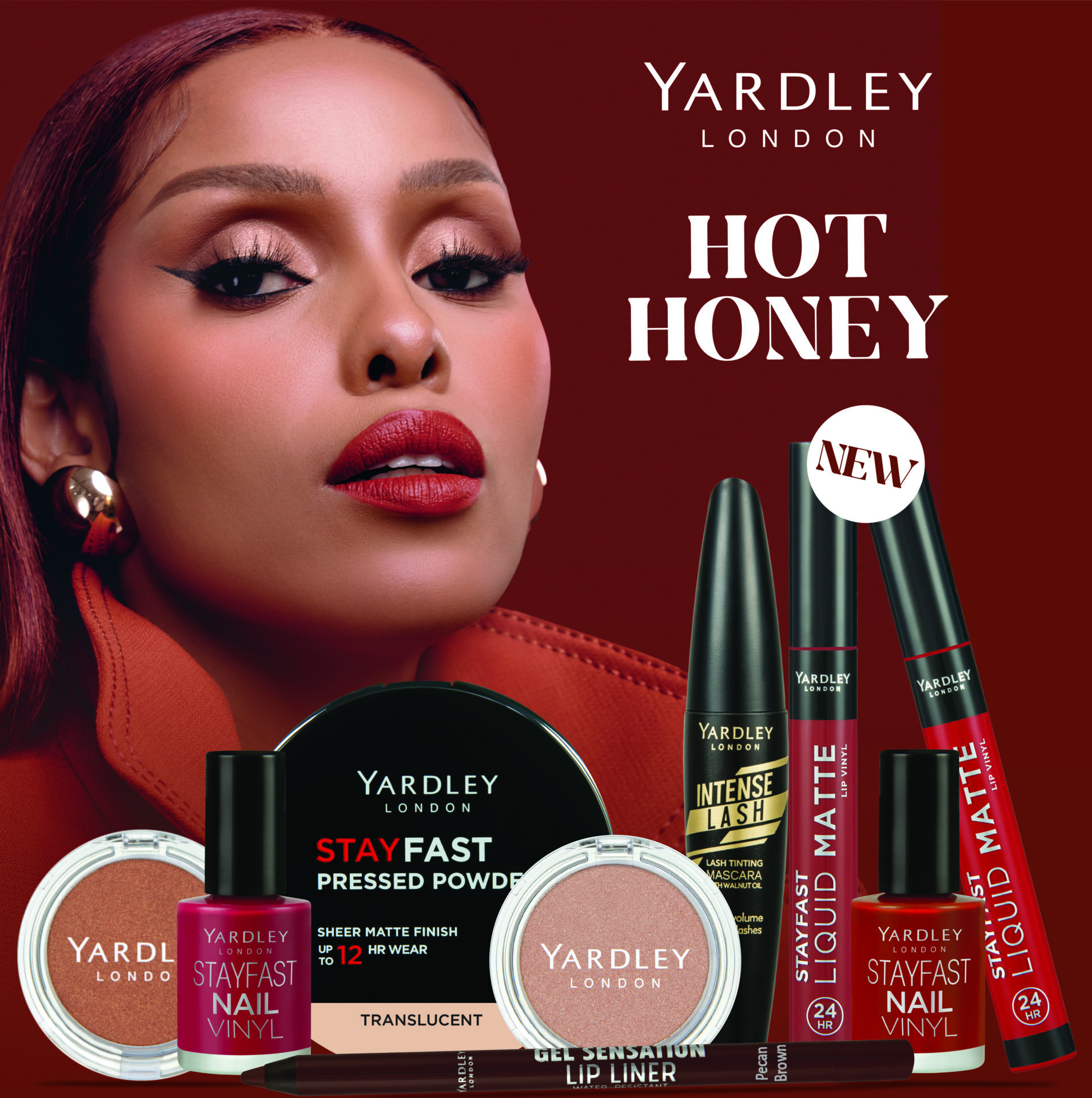 yardley london hot honey makeup and female model wearing yardley london makeup