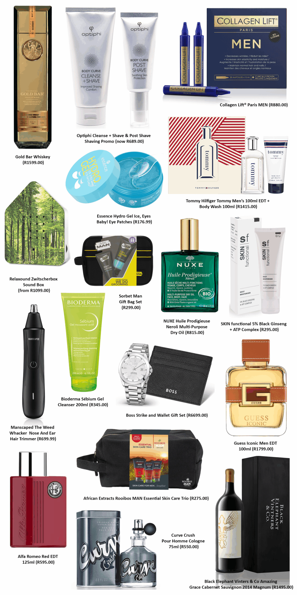 range of various skincare products for father's day