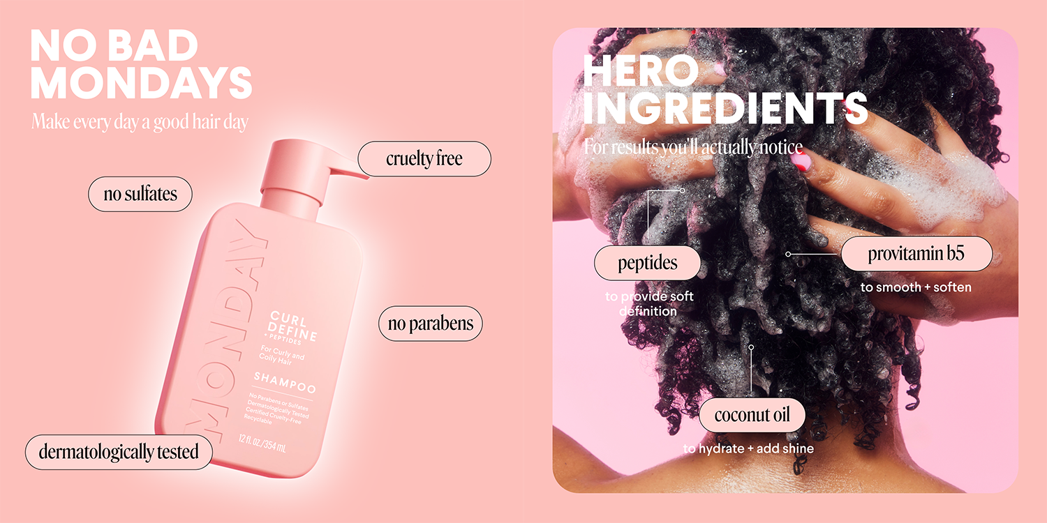 The Secret to Better Curl Days: MONDAY Haircare’s NEW Curl Define Range 3 Monday haircare informational promo
