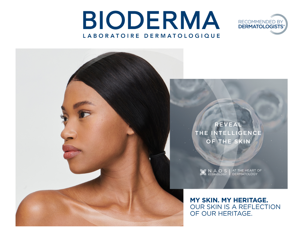 bioderma skincare promo showing woman with beautiful skin