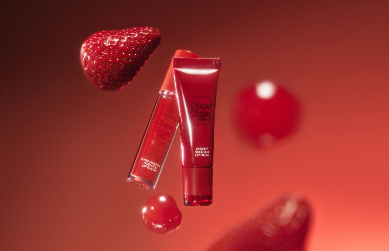 chupa chups lip gloss, lip balm and strawberry