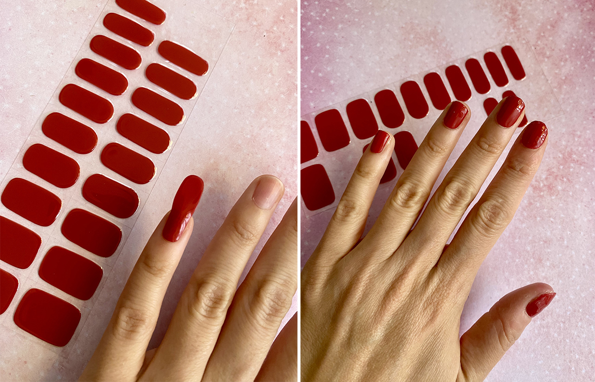 girls hands with gelly nails applied