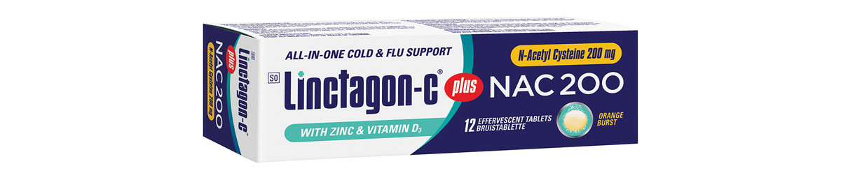 Linctagon® expands its effective and efficient effervescent range 2 Linctagon-c pus NAC 200 zinc and vitamin d3 product packing