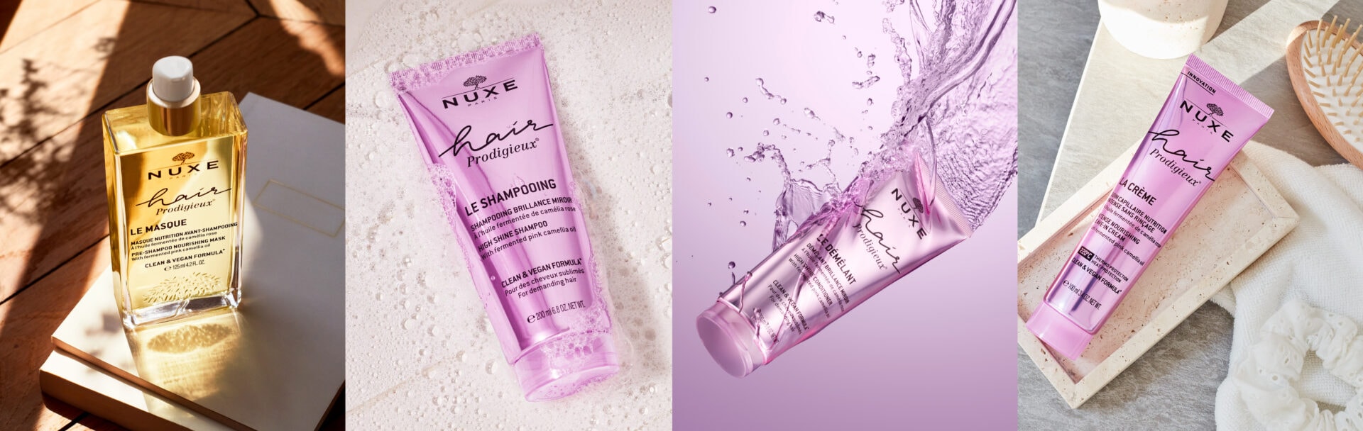 Nuxe Hair Prodigieux products in elegant packaging.
