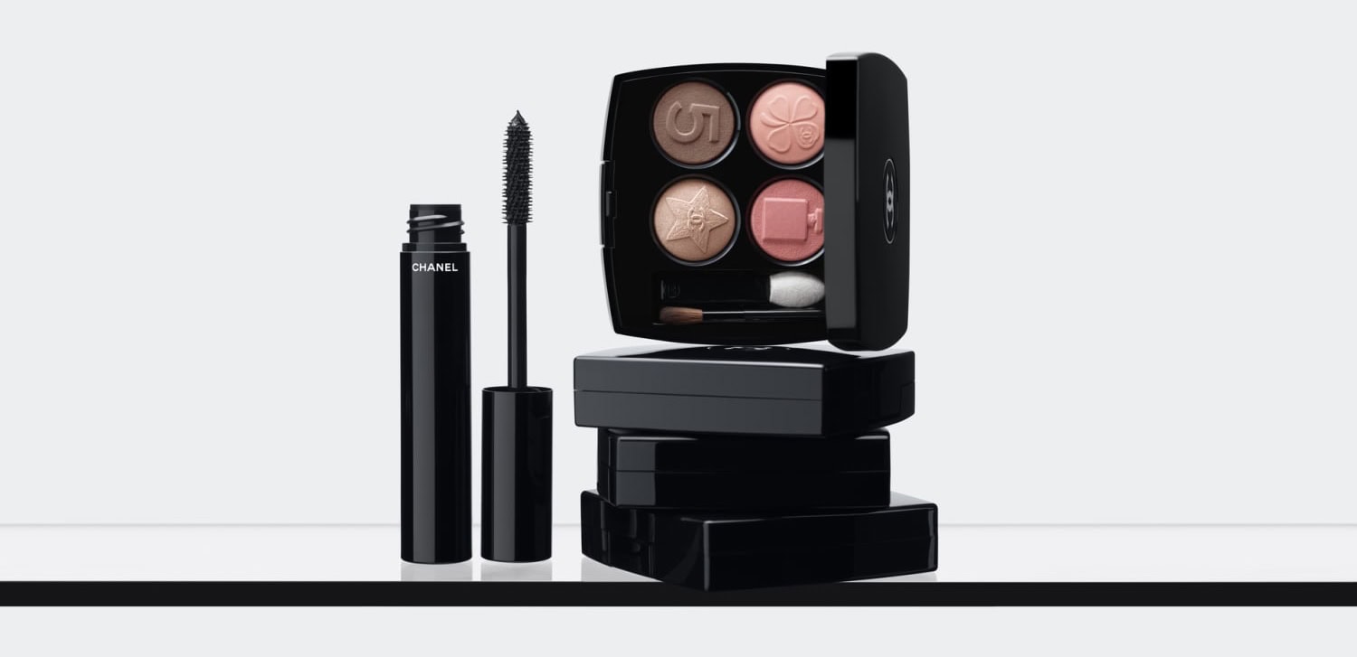 Chanel makeup products on display.