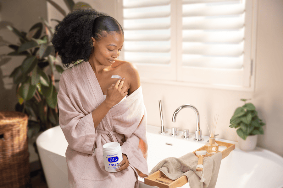 Woman applying E45 Cream