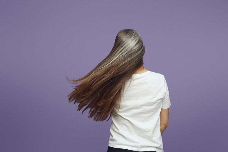woman with long grey hair