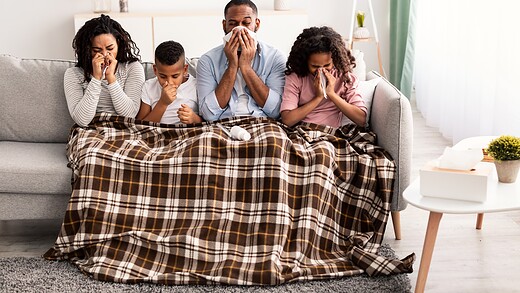 family with cold and flu