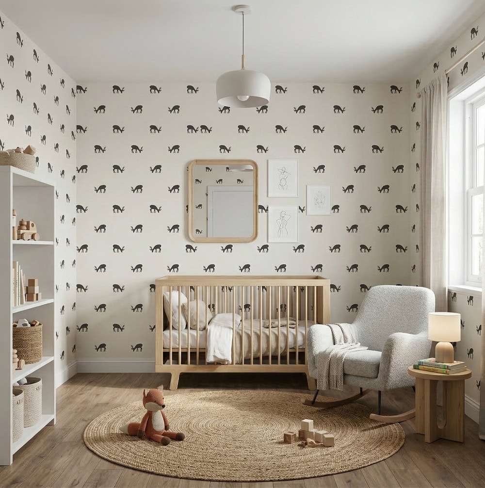 Baby room with wallpaper